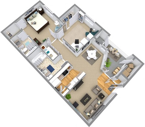 Floor plan for 2 beds, 2 baths, 1004 sqft